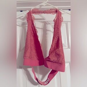 Old Navy Pink Lace Halter Bralette - Size XL, NWOT
